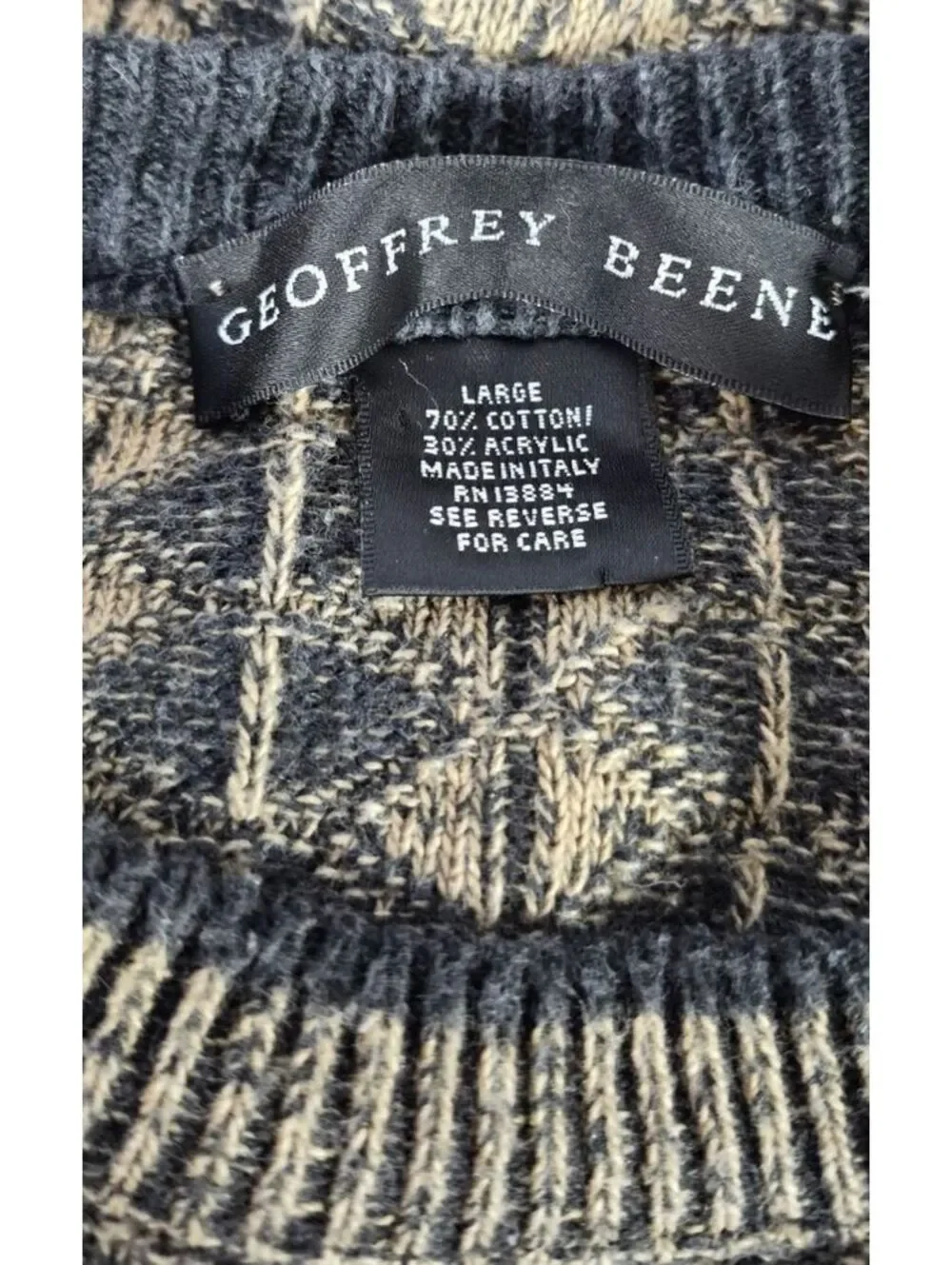 Geoffrey Beene Vintage Made in Italy Textured Cotton Sweater Men’s L